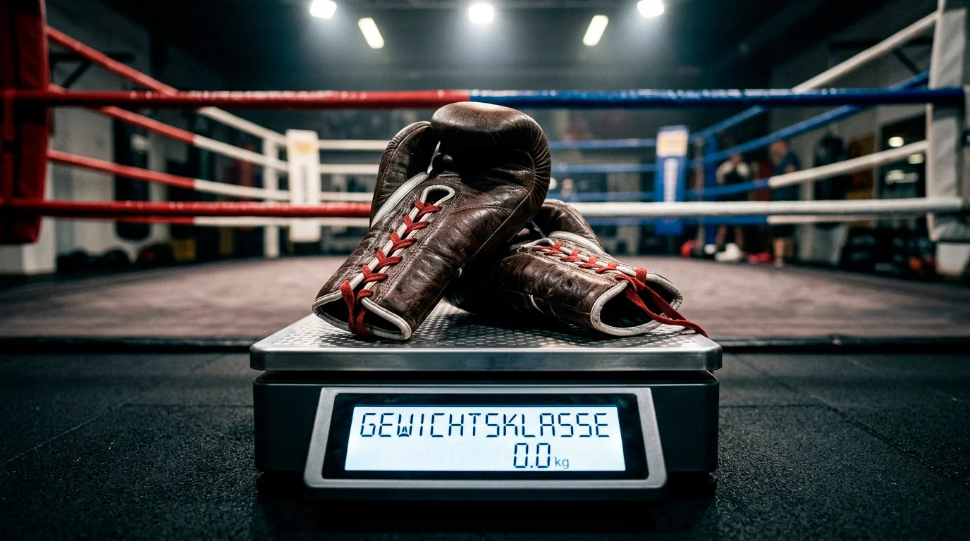 Boxhandschuhe auf einer Waage - Gewichtsklassen beim Boxen