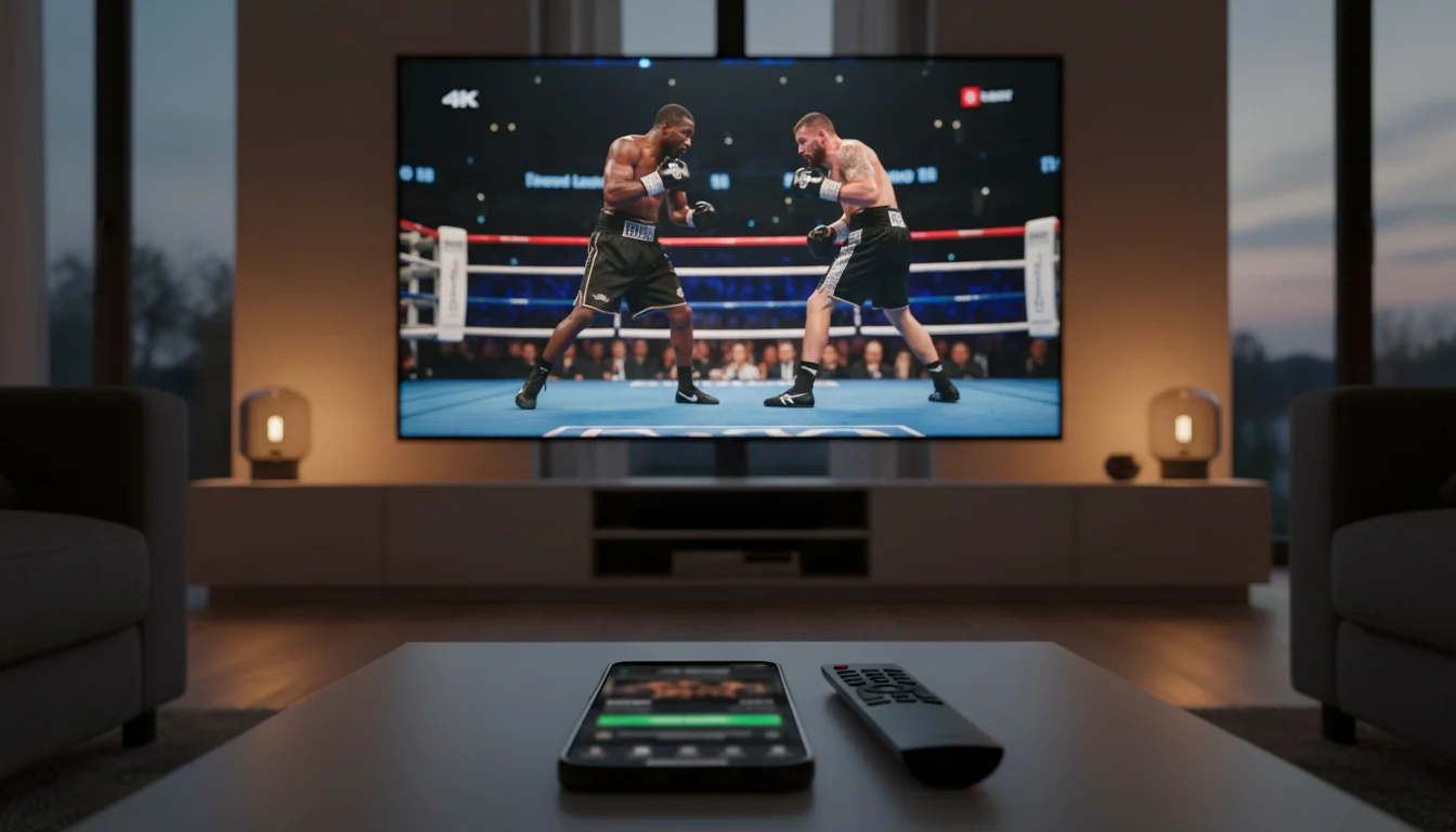 Fernseher zeigt Boxkampf-Übertragung - DAZN und Boxwetten