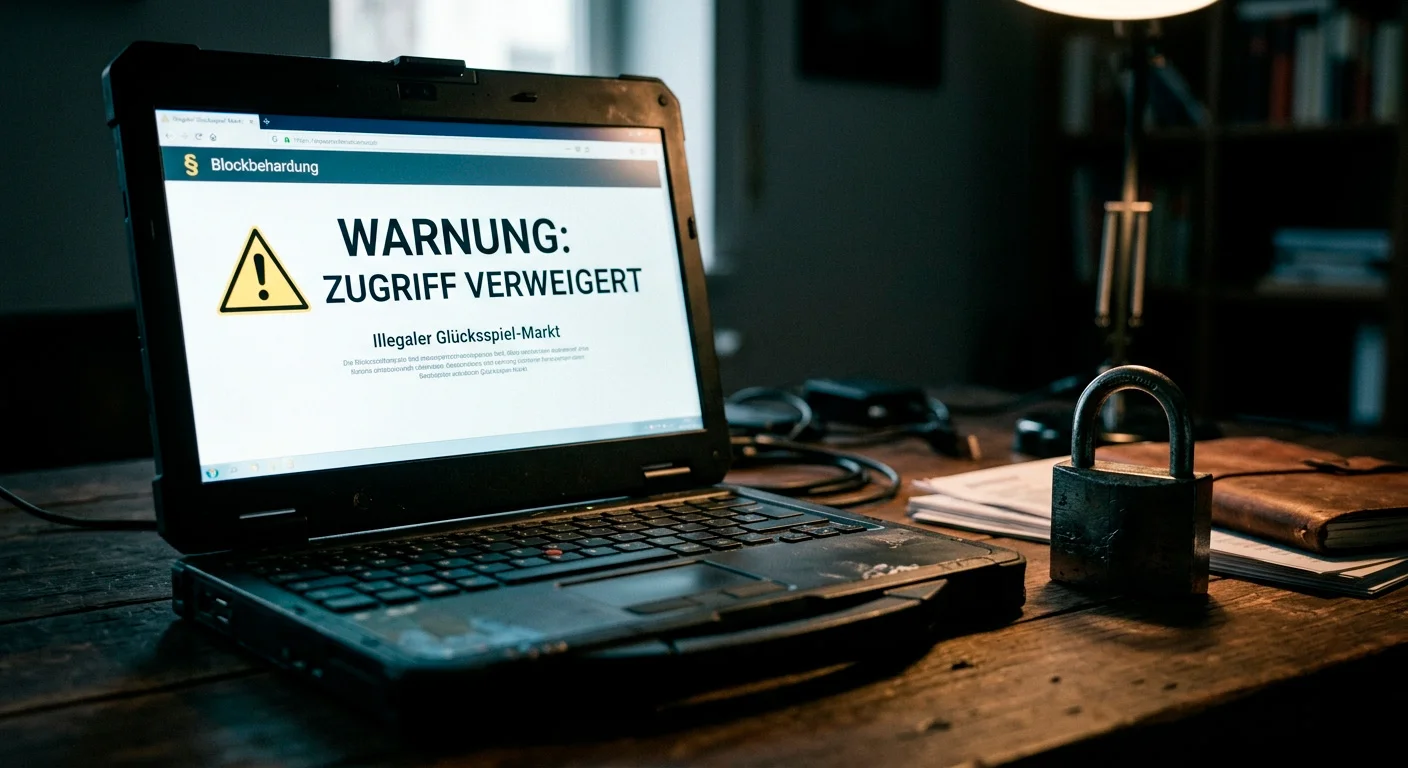 Laptop mit Warnsymbol - Schwarzmarkt-Sportwetten in Deutschland