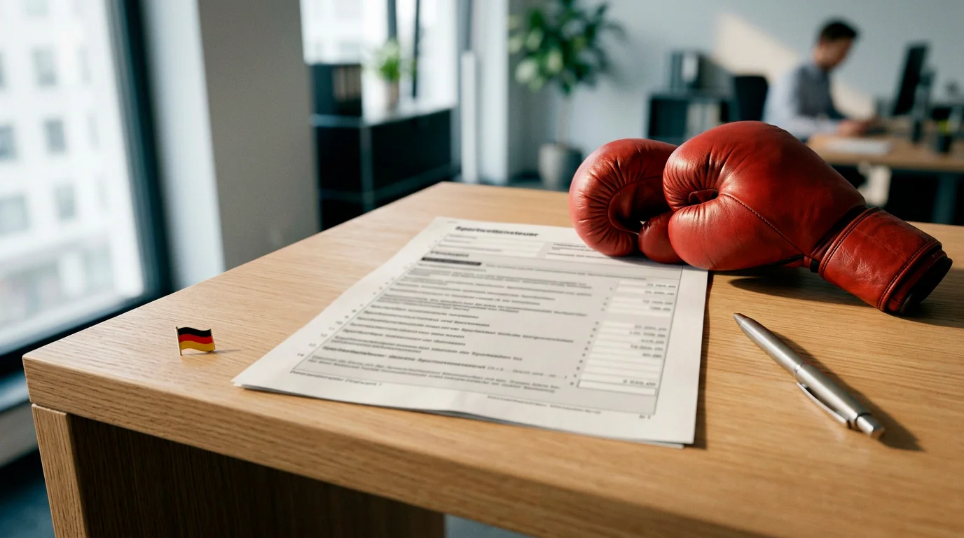 Steuerformular und Boxhandschuhe - Sportwettensteuer bei Boxwetten